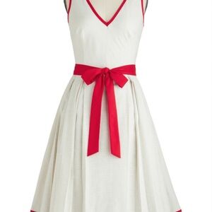 Modcloth White and Red Midi Dress